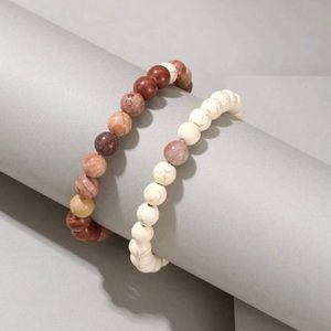 2 Piece Marbled Stone Bracelet Set
